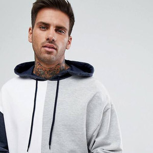 Sweat à capuche épais en coton 100% pour homme, bicolore, à épaules tombantes, personnalisable avec logo OEM, vente en gros - Product Image 3