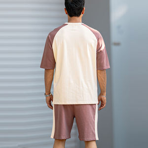 Nuevo último estilo de manga corta para hombre conjuntos gemelos personalizados 100% algodón polar precio bajo Color sólido conjunto doble para hombre hombro caído - Product Image 4