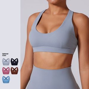 Soutien-gorge de sport pour femme avec découpe en X au dos, haute élasticité, maintien solide, léger, pour la course à pied et le fitness - Product Image 1