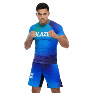 Customize OEM/ODM MMA Rash Guard & BJJ Shorts <b>Set</b> Kids Fight Training Grappling Wear Jiu Jitsu Gi Trunks Outfit <b>Set</b> - Product Image 6