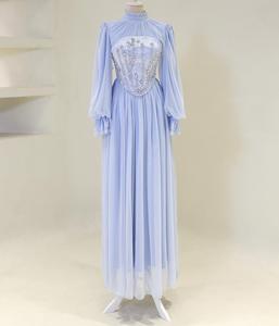 High Fashion Lavender Mermaid Ball Gown Elegant Floor-Length Beaded <b>Dress</b> with Natural Waistline for Evening Occasions - Product Image 1