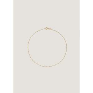 18K <b>Gold</b> Plated Diamond Cut Rolo Chain <b>Anklet</b> Religious Style Stainless Steel Rhinestone Jewelry with Pearl Main Stone Gift - Product Image 1