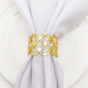 Rond de serviette décoratif pour la table de l'hôtel Organisateur de mouchoirs Anneaux de serviette en métal doré de première qualité pour la célébration de l'Aïd Porte-serviettes - Product Image 1