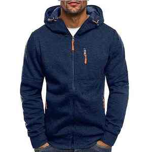 Sweat-shirt décontracté d'hiver uni, 100% polyester, polaire, fermeture éclair, coupe classique, poche, respirant, séchage rapide, unisexe - Product Image 6