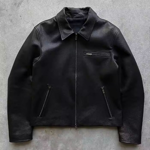 2025 personnalisé noir extérieur blanc lourd épais fermeture éclair coquille souple Faux cuir Pu veste pour hommes - Product Image 1