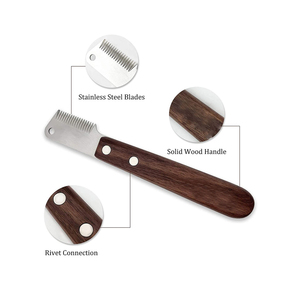 Abrigo de aseo para perros, cuchillo pelador, mango de madera, herramientas antideslizantes de acero inoxidable para el aseo de mascotas - Product Image 3