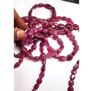 4 hebras de Bangkok Ruby ovalada suave Tumble beads 1519 CT Lot Iroc Sales 20 pulgadas de longitud collar de cuentas de pepita de piedras preciosas - Product Image 2