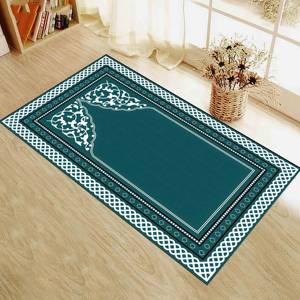 พรมละหมาดสีน้ำเงิน: ลายอิสลาม, พรมพิมพ์ลายซักเครื่องได้, พรมบางแบบไม่ถักทอ - Product Image 5