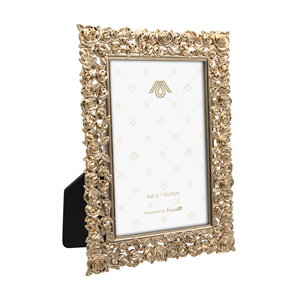 Vàng Kẽm Hợp Kim Chết Đúc Hình Chữ Nhật Khung Ảnh Hoa Hồng Mô Hình Rỗng Hoa Thiết Kế 4 "X 6" Món Quà Kỳ Nghỉ Kỷ Niệm Sang Trọng Cảm Ứng - Product Image 3