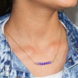 Collar de cadena de barra de Plata de Ley 925 hecho a mano, cuentas de ópalo de lavanda Natural, collares de cuentas finas de 14 pulgadas para mujer para boda - Product Image 3