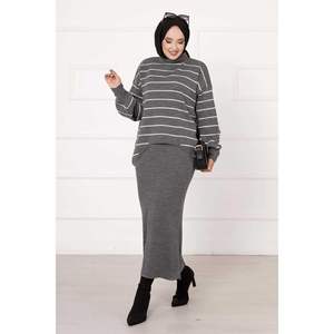 Pinstripe Crop 2 Parça Set Gri - Product Image 2