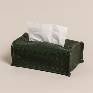 Boîte à mouchoirs en cuir design de luxe avec garniture cousue et extérieur rembourré créé pour un décor de vie chic et moderne - Product Image 4