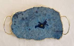 Bandeja decorativa de piedra de ágata acrílica de tamaño personalizado más vendida, mango chapado en oro, precio económico para uso doméstico, estilo moderno - Product Image 3