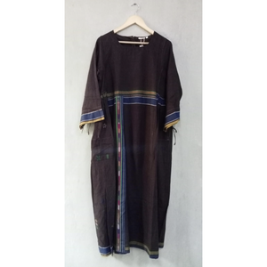 NILGIRI <b>Wool</b> <b>Dress</b> 42 Casual Office Lady ODM Woolen <b>Dress</b> Hooded Neckline Button Decoration Contrast Color Simple for Winter - Product Image 3