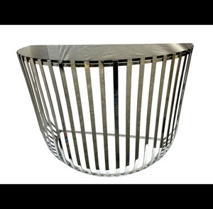 Modern Design <b>Console</b> <b>Table</b> With Toughened Black Glass and Stainless Steel Frame - Product Image 1