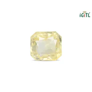 Saphir Jaune Naturel de 7,59 Carats (Pukhraj) - Pierre Précieuse Facettée Taille Émeraude - Product Image 1