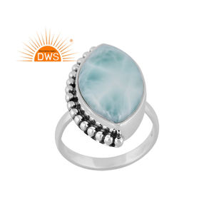 Dernières tendances en argent sterling oxydé Larimar naturel pierre précieuse Marquise Design bague empilable fabricant de bijoux personnalisés - Product Image 1