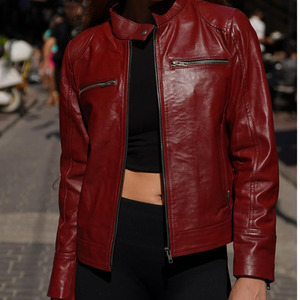 Chaquetas de cuero genuino para mujer Chaquetas de cuero de piel de oveja originales de alta calidad Diseño personalizado Chaqueta de motocicleta de Invierno para mujer - Product Image 4