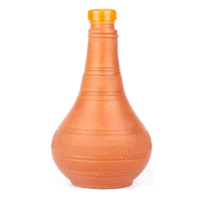 Bouteille d'eau cylindrique en terre cuite lisse et lisse avec couvercle à rabat orange contrasté disponible aux prix de gros - Product Image 6