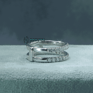 แหวนเพชรโมอิส2แถวสไตล์ไม่ซ้ำใครสำหรับผู้หญิง925เงินสเตอร์ลิงตัดสีขาว - Product Image 6