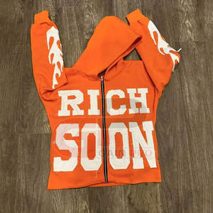 Sudadera con capucha desgastada para hombre de estilo urbano con textura rugosa y apariencia lavada Sudadera con capucha desgastada informal para hombre - Product Image 3