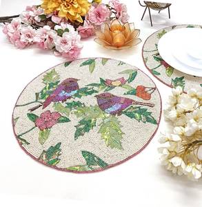 <b>Beaded</b> <b>Placemat</b> Handmade Round Charger for Luxury Dining & Holiday Decor Unique Piece Handmade <b>Beaded</b>, <b>Placemat</b>, Housewarming - Product Image 2