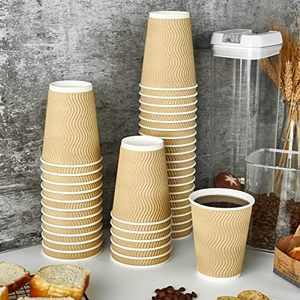 Gobelets à café jetables en papier à double paroi ondulée écologiques de qualité supérieure de 12 oz, compostables, compatibles micro-ondes, personnalisés, asiatiques - Product Image 4