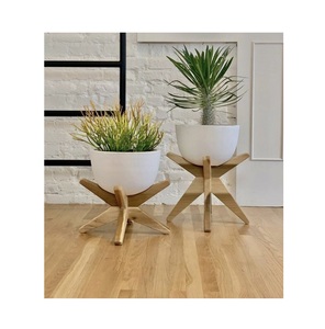 Maceta de Metal con recubrimiento en polvo, maceta con soporte de madera, maceta de escritorio, decoración interior y exterior, soporte de estante de Plan de Metal - Product Image 1