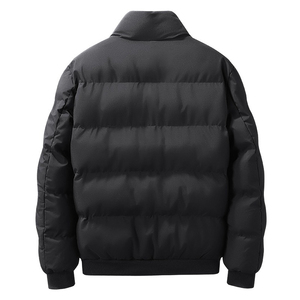 Veste matelassée pour hommes personnalisée OEM col montant d'hiver en laine fermeture éclair résistant à l'eau et au vent en nylon lavé techniques - Product Image 4