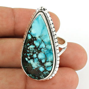 Bague en pierres précieuses turquoise naturelle bleu ciel pour cadeau de noël en argent sterling 925 bijoux en gros bagues fines fournisseurs inde - Product Image 1