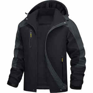 Veste softshell décontractée pour hommes vêtements de travail imperméables avec fermeture à glissière rempli de coton - Product Image 5