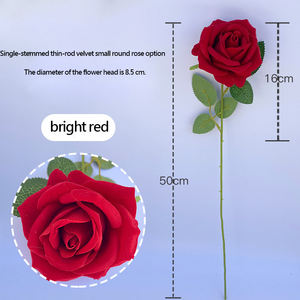 وردة صناعية مخملية بساق واحدة واقعية المظهر لتزيين المنزل وهدايا الزفاف وديكور الحفلات - Product Image 3