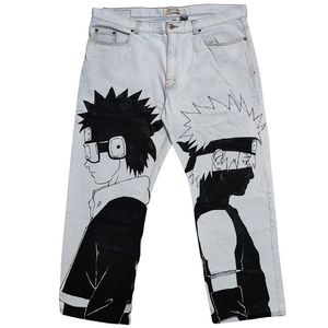 High Street <b>Men's</b> Premium Custom <b>Jeans</b> Hand Painted Quality Cotton Straight Mid Denim Light Distressed Pocket Pattern - Product Image 3