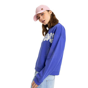 Sweat-shirt à col rond en molleton 100% coton de haute qualité pour femmes, respirant, séchage rapide, décontracté, manches longues, couleur unie - Product Image 4
