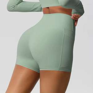 Nuevos pantalones cortos de Yoga de entrenamiento ligero para mujer de verano, mallas deportivas altas de cadera acanaladas, pantalones cortos de yoga deportivos ajustados - Product Image 6