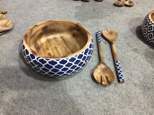 Hot Selling Mango Wood <b>Bowl</b> With Food Safe <b>Enamel</b> Wooden <b>Enamel</b> Salad Serving <b>Bowl</b> Fruit Serving Wooden <b>Bowl</b> in Wholesale Price - Product Image 6