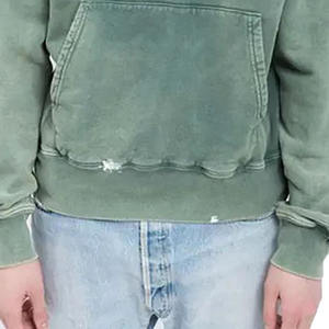 เสื้อฮู้ดผู้ชายโอเวอร์ไซส์ผ้าฝ้าย100% วินเทจมีกรดสีเทาฟอกสีพิมพ์ลายแบบกำหนดเองสำหรับฤดูหนาว - Product Image 6