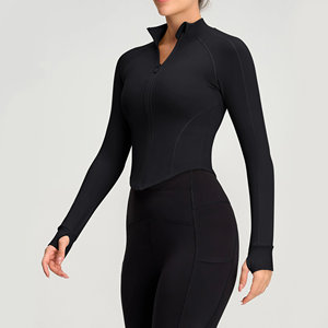 Chaqueta Deportiva Ajustada con Cremallera y Logotipo Personalizado al por Mayor, Chaqueta de Manga Larga para Correr, Deportes al Aire Libre y Yoga para Mujer - Product Image 1