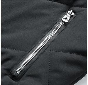 Chaqueta acolchada de lona de invierno para hombre, estilo de béisbol de talla grande, cuello levantado ecológico Reversible, negro - Product Image 4