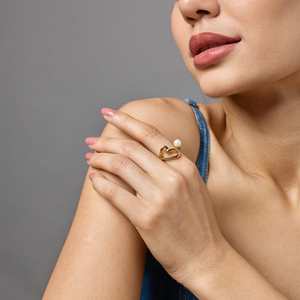 Bague tendance plaquée or avec grappe de pierres 192439 pour occasions religieuses islamiques, sertie d'une monture invisible - Product Image 2