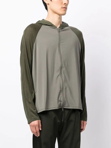 Veste à capuche légère et zippée avec manches longues Style athlétique Sweat à capuche bicolore Tissu à séchage rapide respirant - Product Image 4