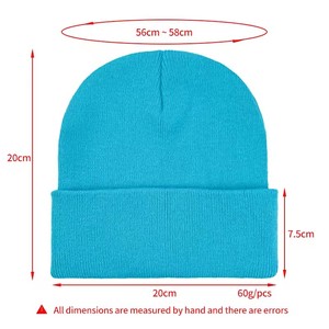 Bonnet d'hiver en laine avec logo en cuir personnalisé Bonnets unis en tricot doux et chauds pour les femmes Bonnet jacquard - Product Image 2