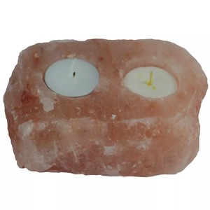 Bougeoir en forme de sel naturel de l'himalaya avec 2 trous pour pièce de décoration et cadeau de mariage, à utiliser dans les Mines de sel du Pakistan - Product Image 3