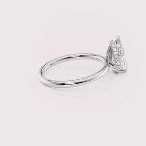 Bague de luxe en argent sterling 925 massif avec diamant de laboratoire taille poire et pierres latérales rondes, certifiée IGI, plaquée rhodium, sertie à griffes - Product Image 3