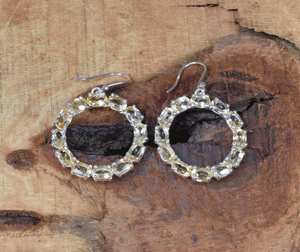 Boucles d'oreilles pendantes en argent sterling avec citrine faite à la main, pierre précieuse naturelle facettée, bijoux élégants pour soirée, cadeau pour femme - Product Image 2