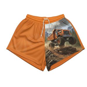 Short de camionneur bicolore avec logo personnalisé en gros direct d'usine avec poche zippée Short de football à double couture - Product Image 3