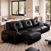 Canapé inclinable ergonomique haut de gamme en cuir, avec repose-jambes extensibles, soutien multi-zones, accoudoirs rabattables avec table et rangement