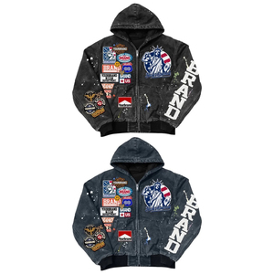 Fabricant de sweats à capuche surdimensionnés à fermeture éclair, en molleton français de 500 g/m², avec broderie lourde, délavé à l'acide et effet usé - Product Image 6