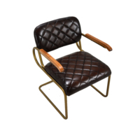 Chaises de salle à manger modernes en cuir véritable avec base en métal doré et accoudoirs pour la maison, le bureau, la villa, l'hôtel, le restaurant