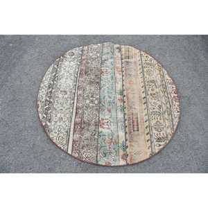 Tapis vintage, tapis turc 4,2x4,2 pieds, tapis oriental en laine brun-rouge - Product Image 1